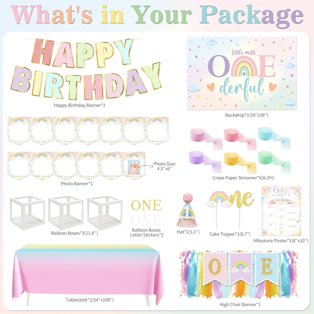 Colorful Birthday Party Decoration Set For First Birthday - Picture 2 of 6